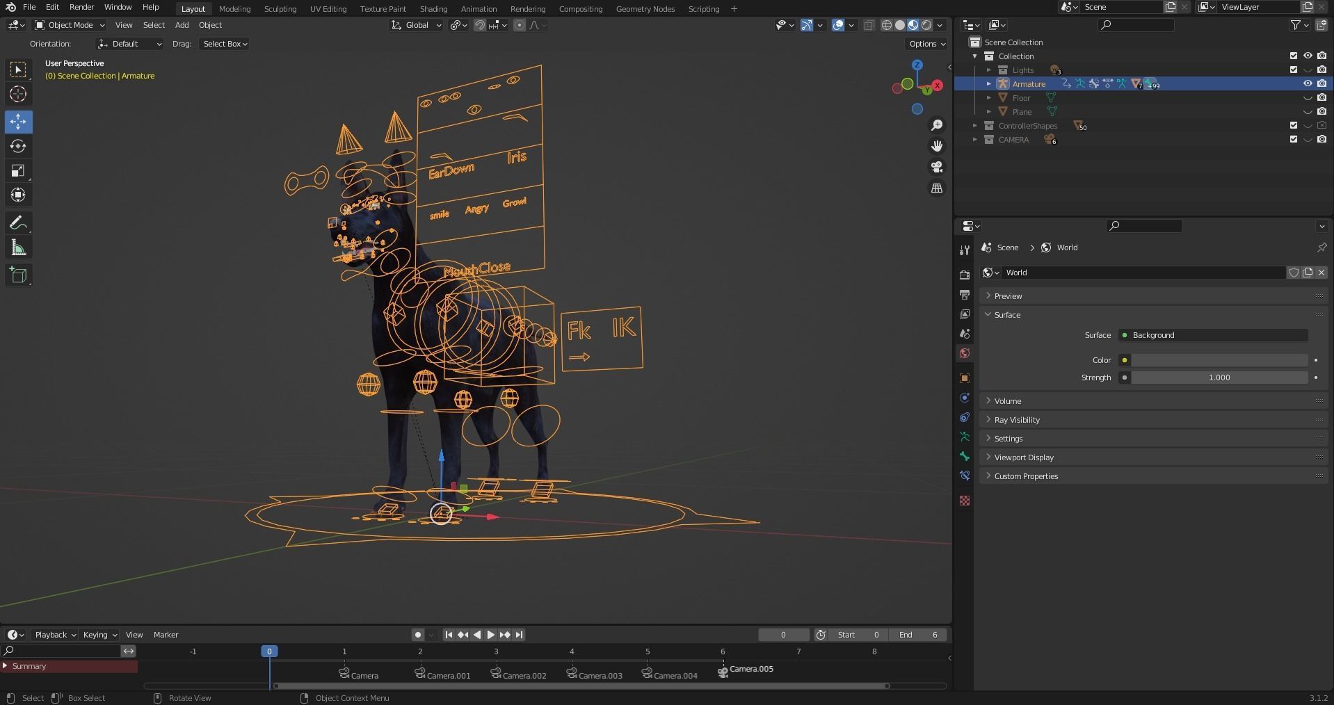 Fur Black Dog Rigged Low-poly 3D model_17