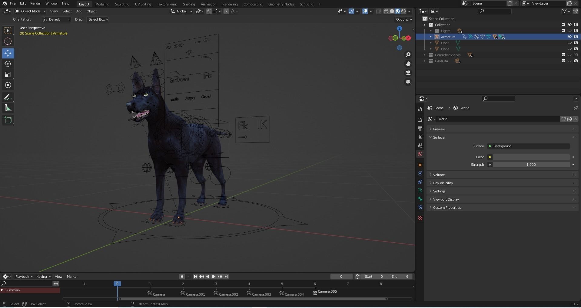 Fur Black Dog Rigged Low-poly 3D model_12