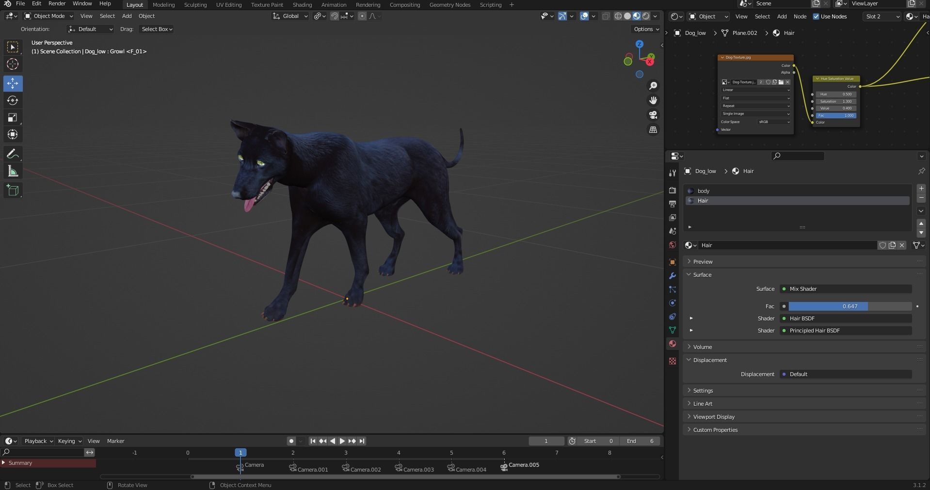 Fur Black Dog Rigged Low-poly 3D model_14