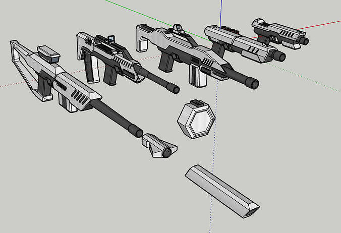 Weapons set Alpha-1 Low-poly 3D model