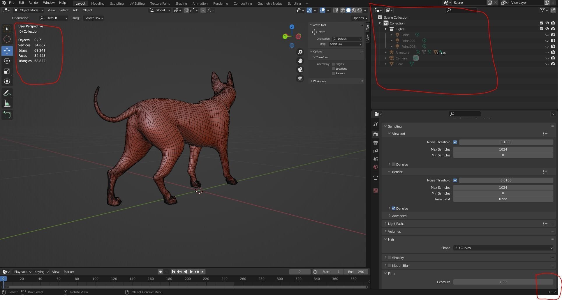Fur Black Dog NO Rig Low-poly 3D model_10