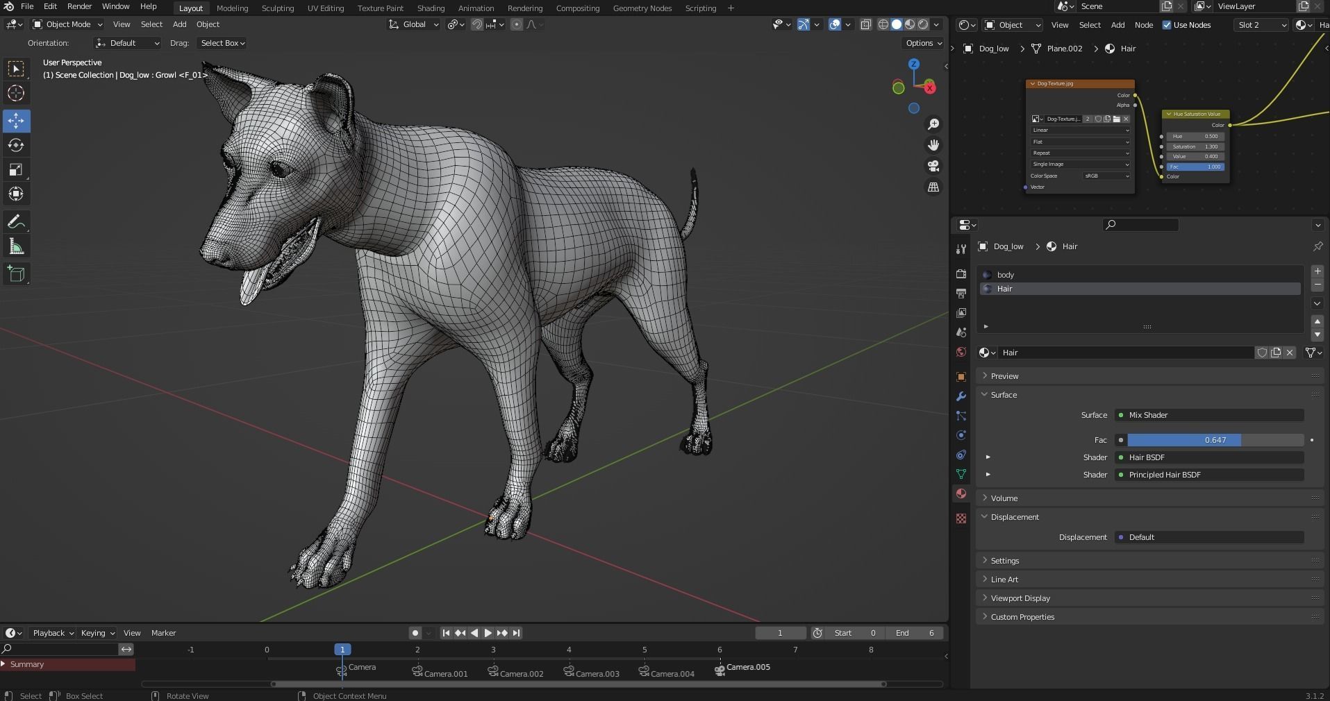Fur Black Dog NO Rig Low-poly 3D model_11