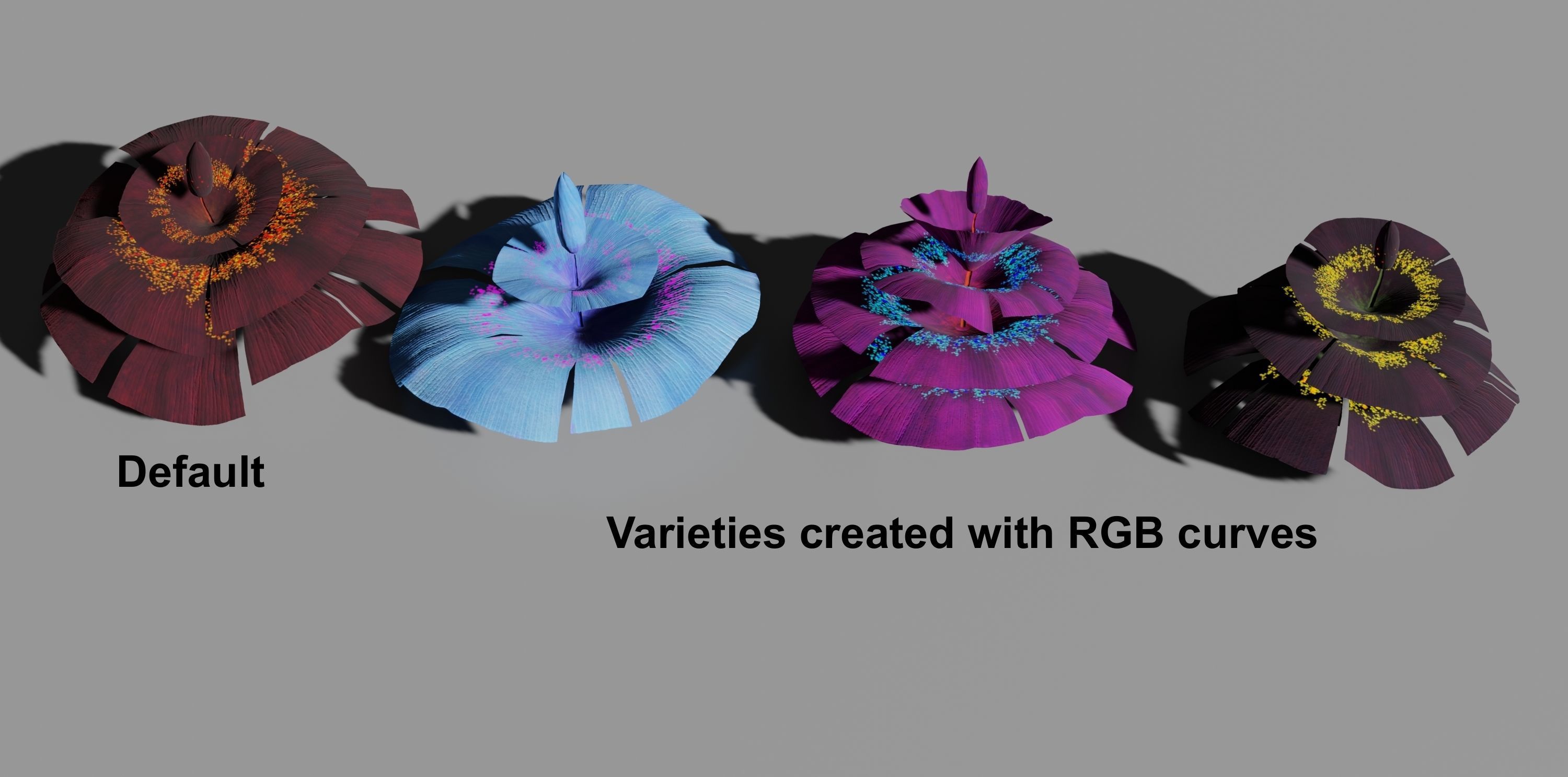 Glowing alien herbs and bushes 7 Low-poly 3D model_10