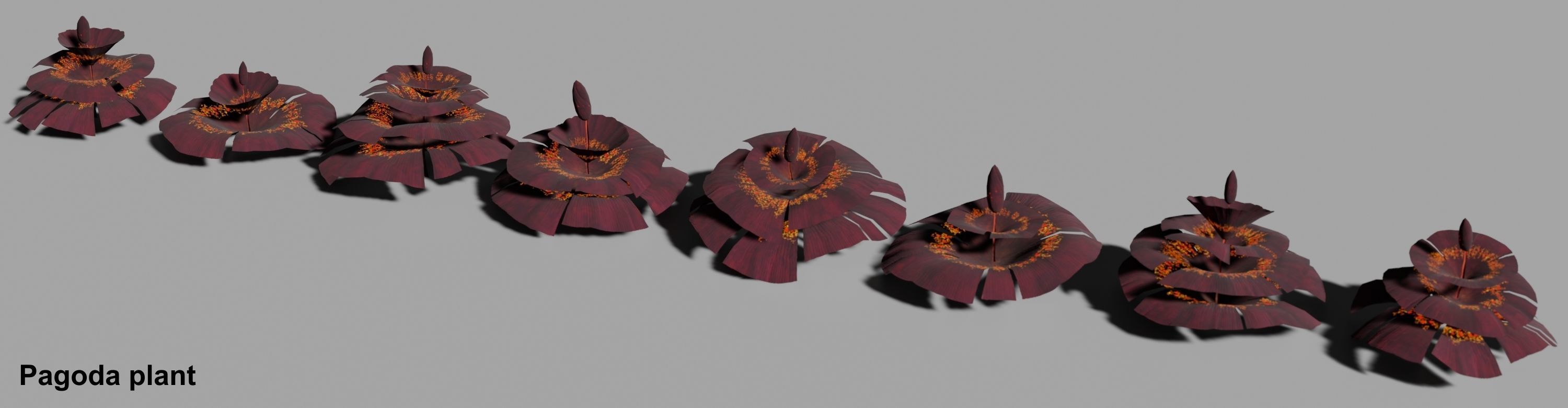 Glowing alien herbs and bushes 7 Low-poly 3D model_4