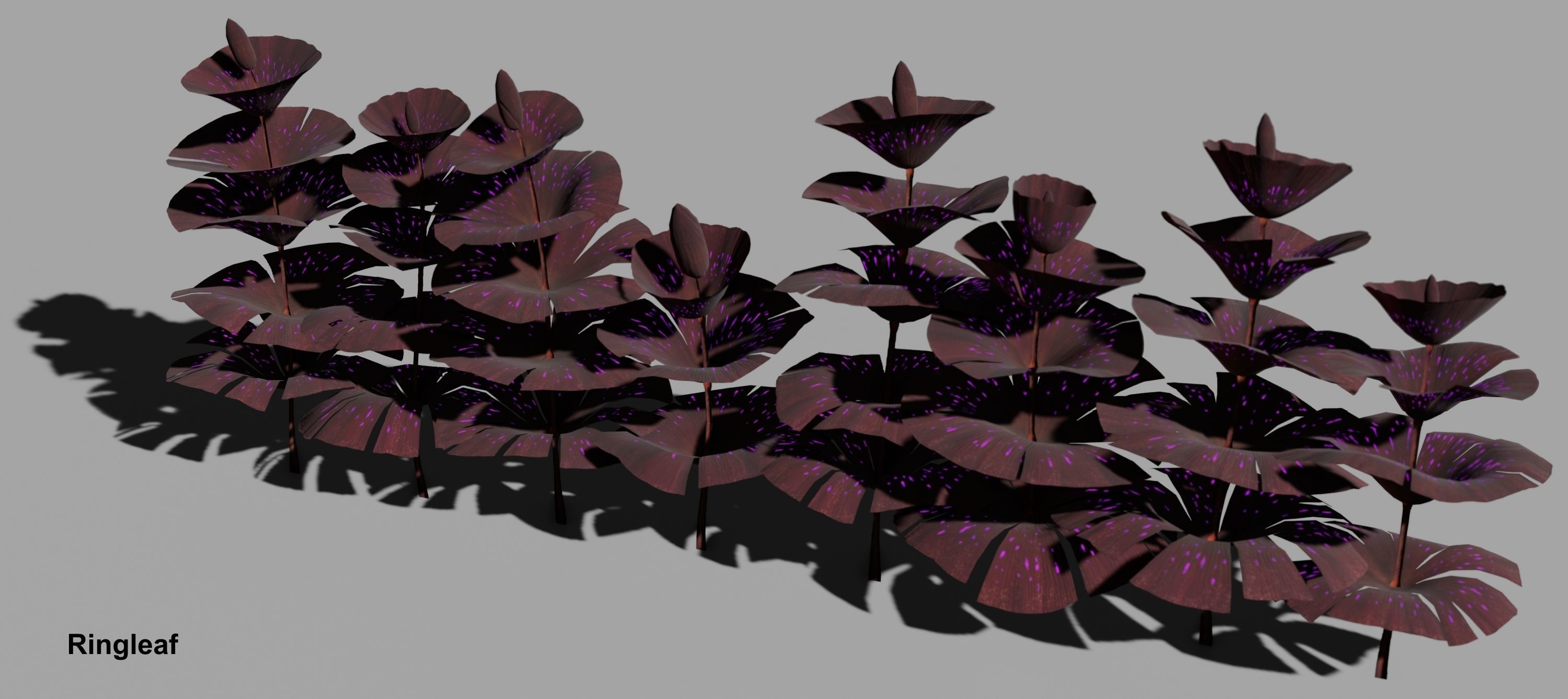 Glowing alien herbs and bushes 7 Low-poly 3D model_5
