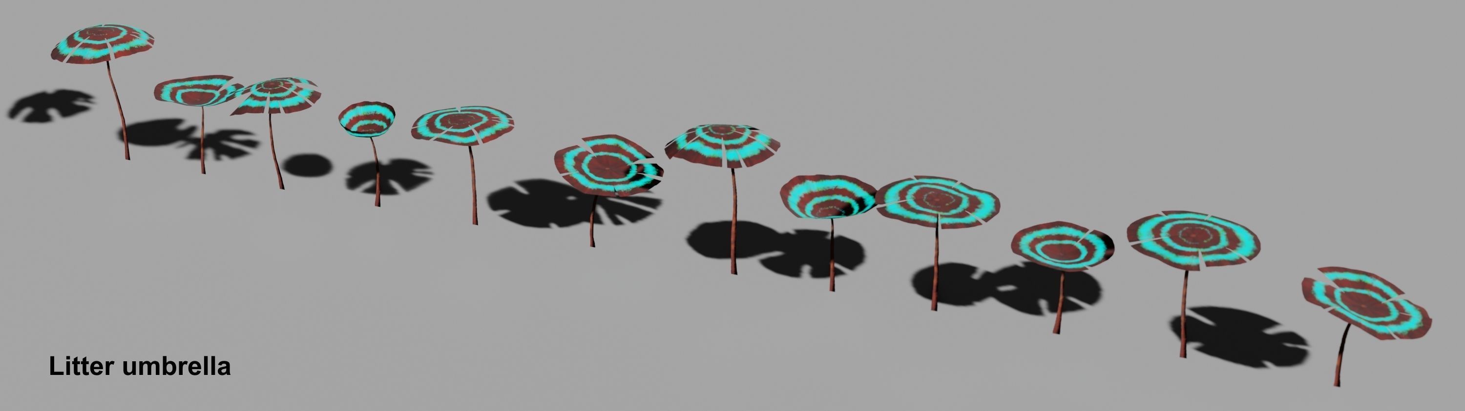 Glowing alien herbs and bushes 7 Low-poly 3D model_3