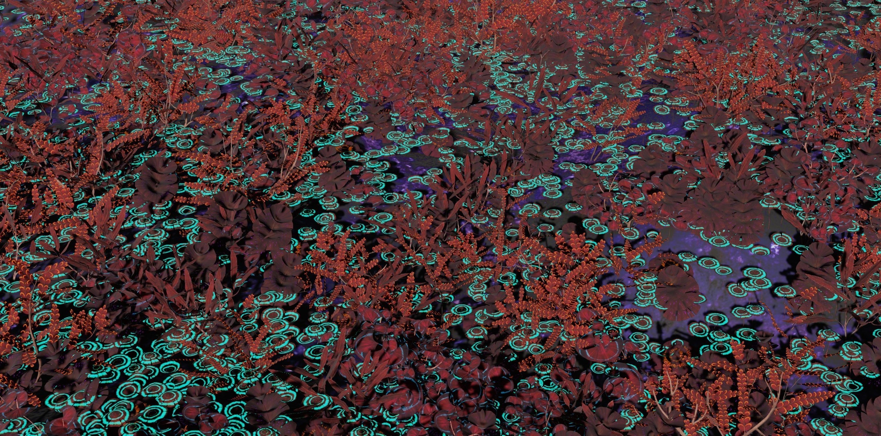 Glowing alien herbs and bushes 7 Low-poly 3D model_1