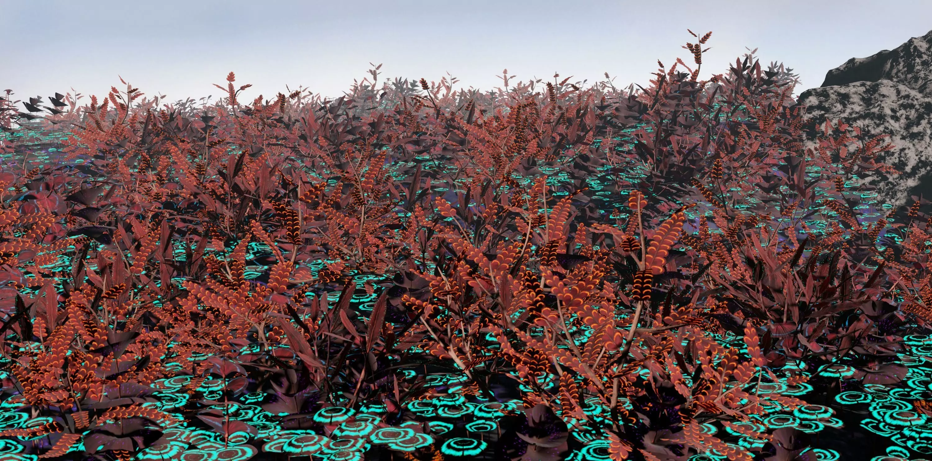 Glowing alien herbs and bushes 7 Low-poly 3D model_0