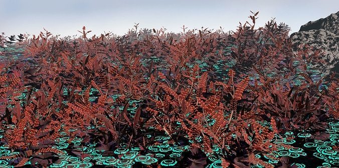 Glowing alien herbs and bushes 7 Low-poly 3D model
