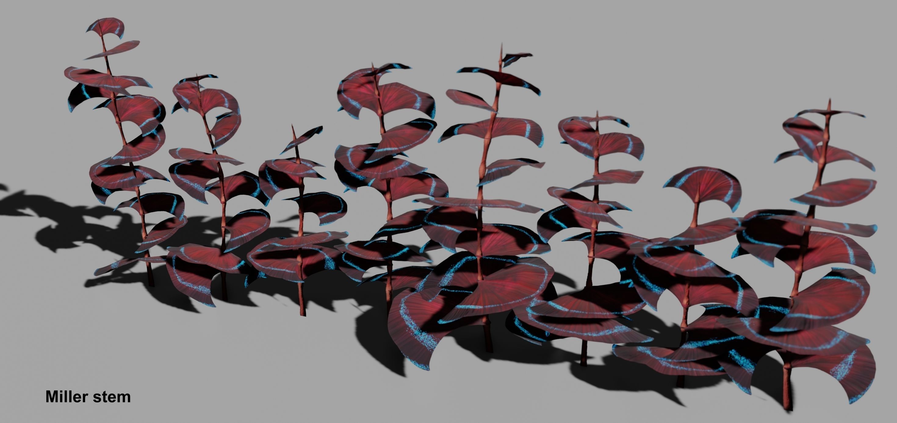 Glowing alien herbs and bushes 7 Low-poly 3D model_7