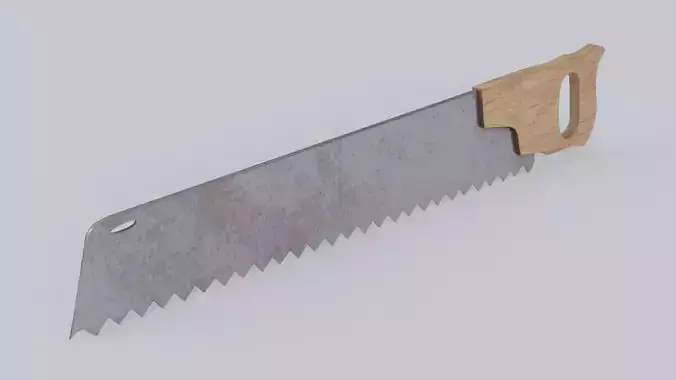Saw with wooden handle 3D model