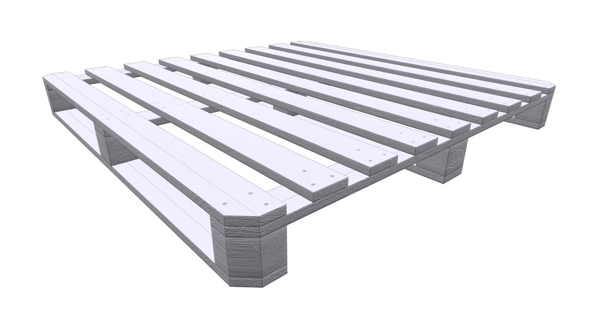 Wooden pallet Low-poly 3D model_7