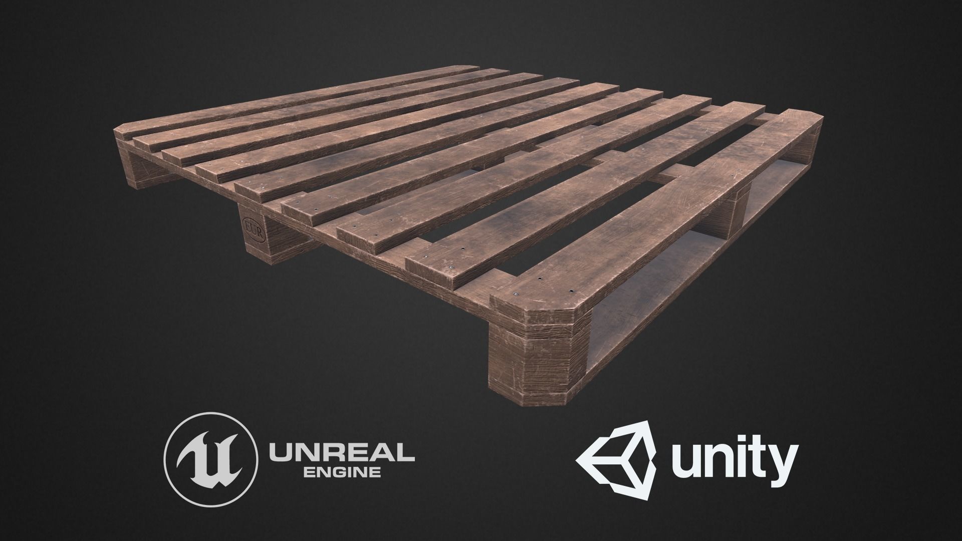 Wooden pallet Low-poly 3D model_2