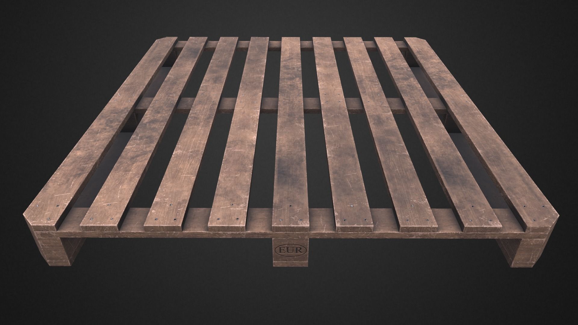 Wooden pallet Low-poly 3D model_3