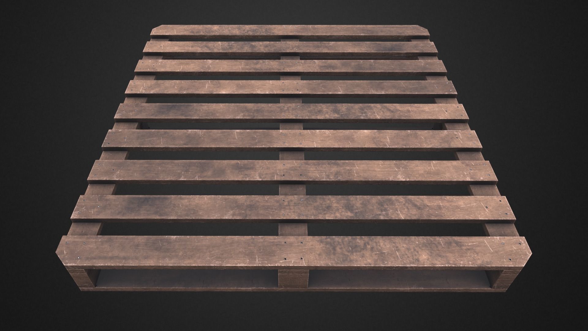 Wooden pallet Low-poly 3D model_4