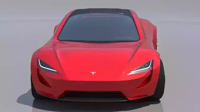 Tesla Roadster Red Edition Low-poly 3D model