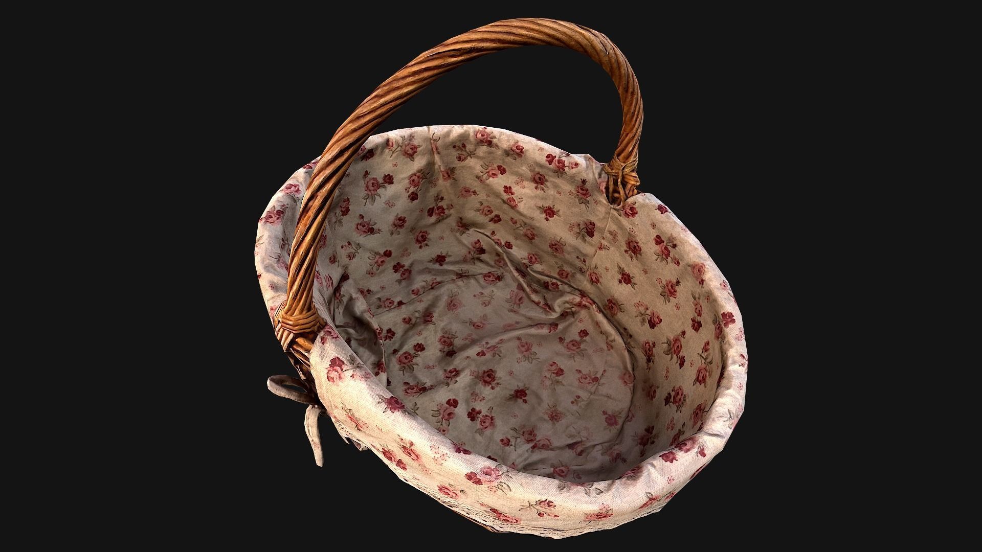Basket wicker Low-poly 3D model_12
