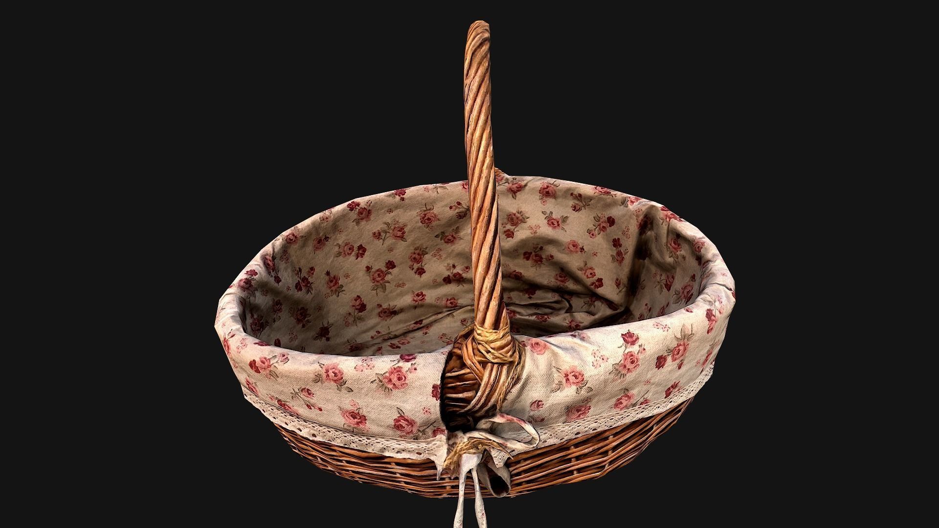 Basket wicker Low-poly 3D model_5