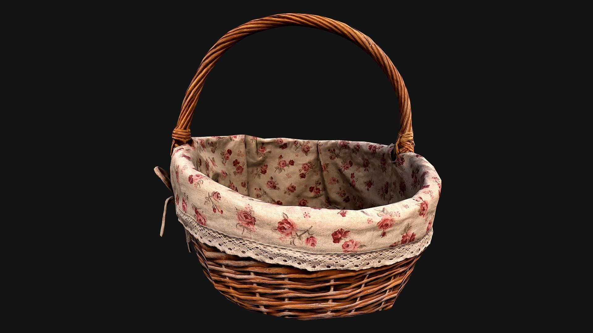 Basket wicker Low-poly 3D model_13
