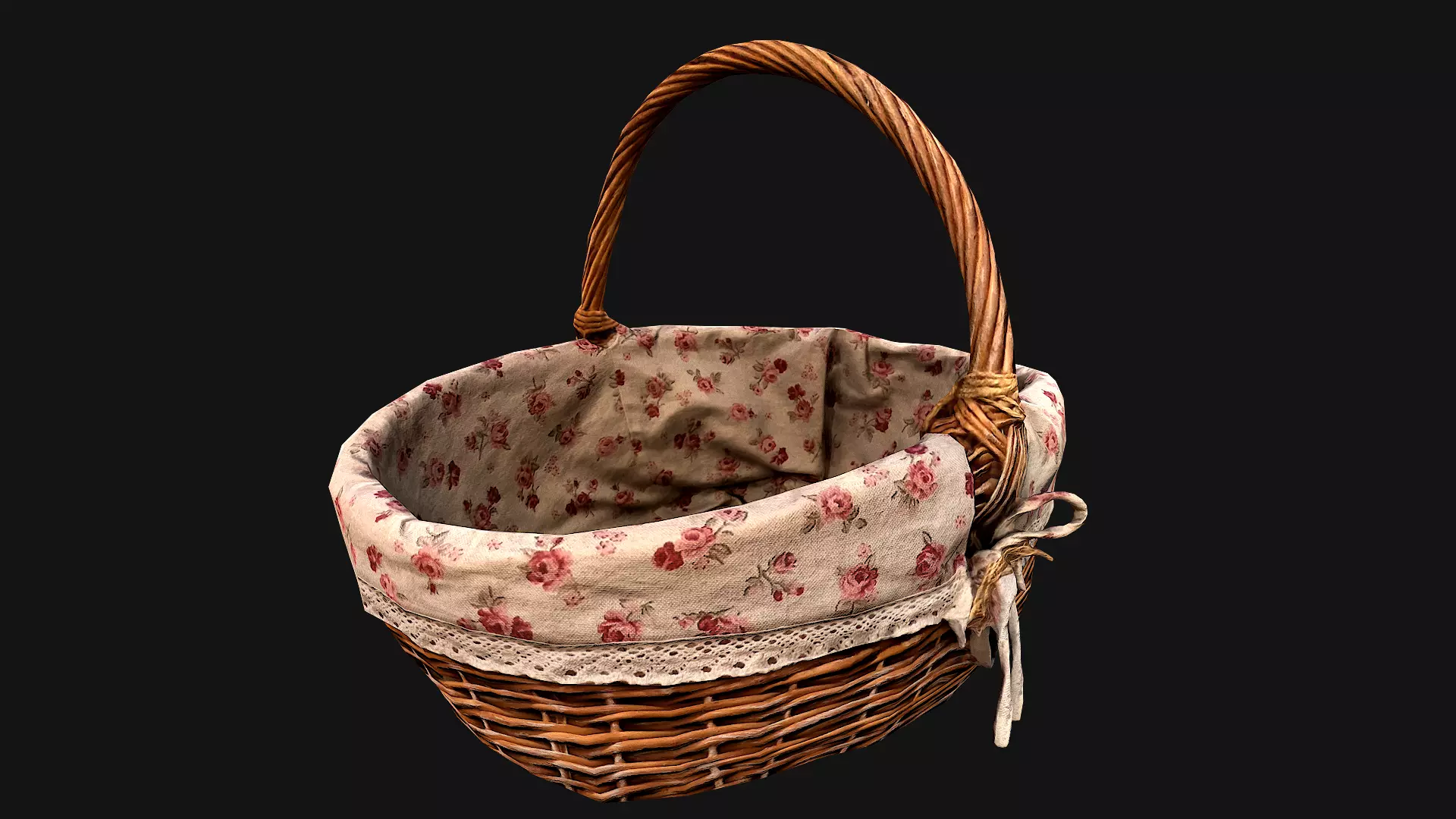 Basket wicker Low-poly 3D model_0