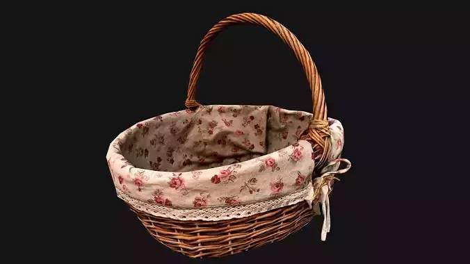Basket wicker Low-poly 3D model