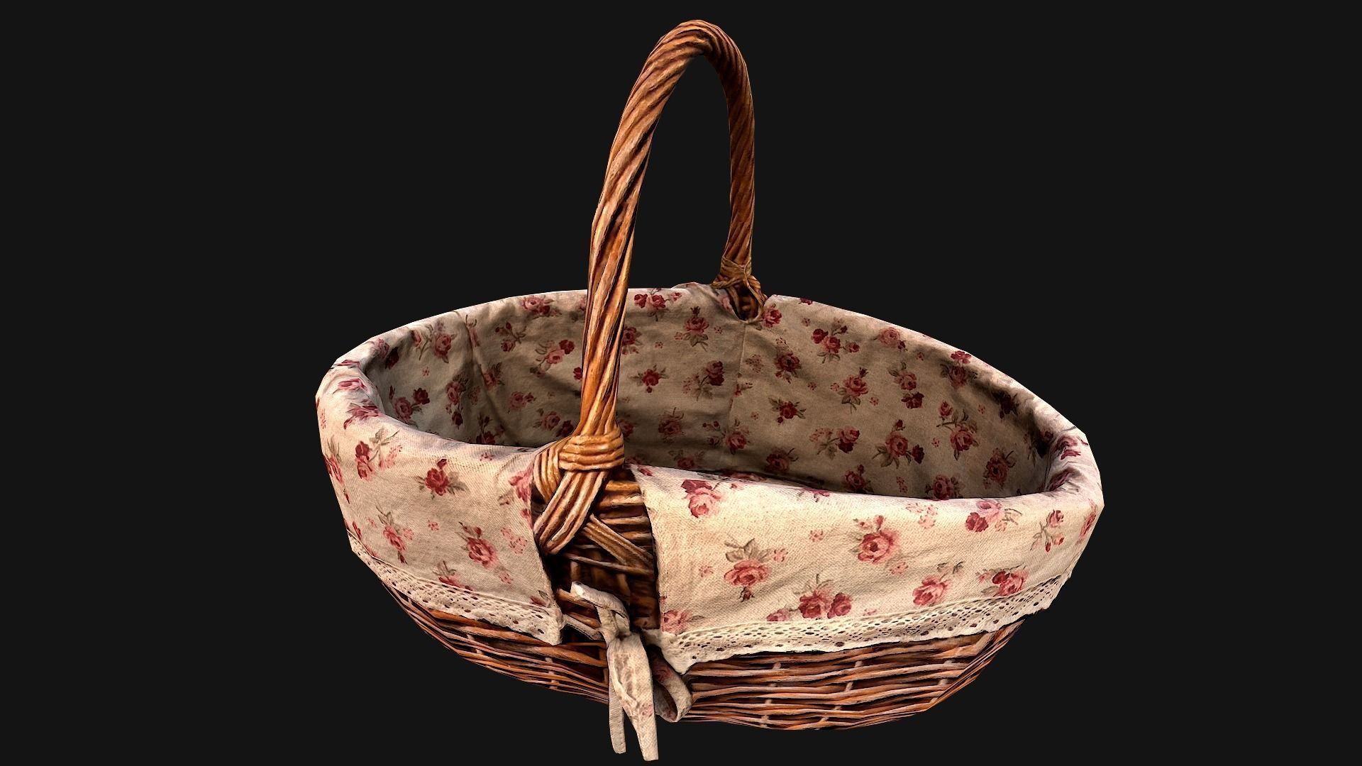 Basket wicker Low-poly 3D model_10