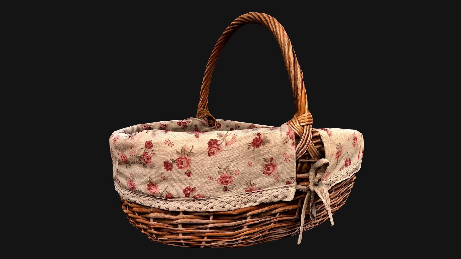 Basket wicker Low-poly 3D model_9