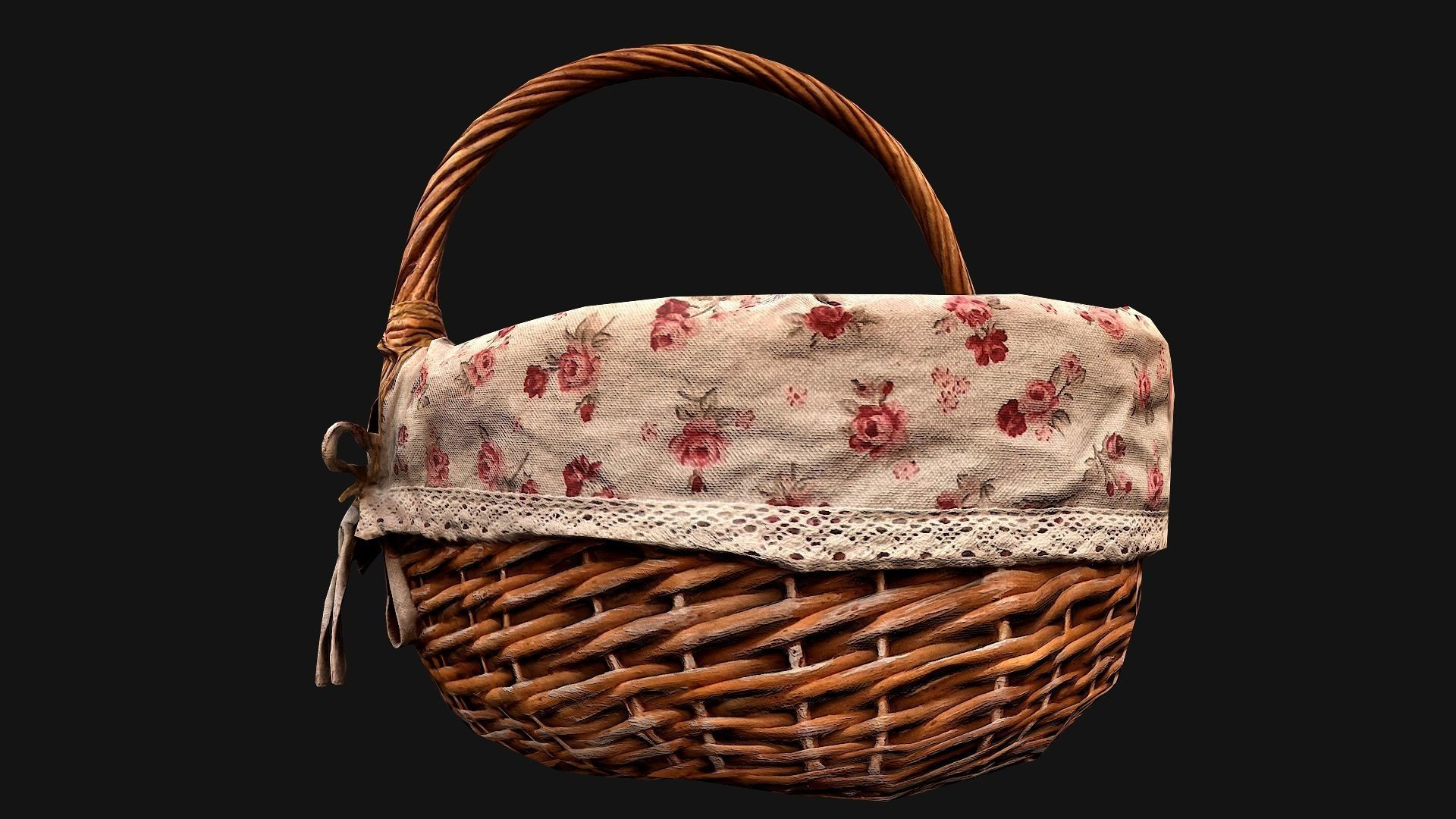 Basket wicker Low-poly 3D model_7