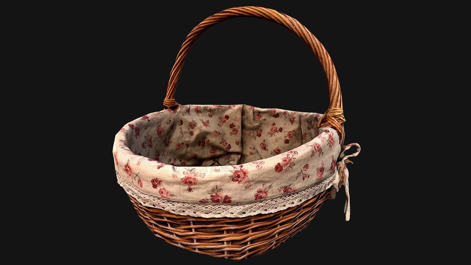Basket wicker Low-poly 3D model_14