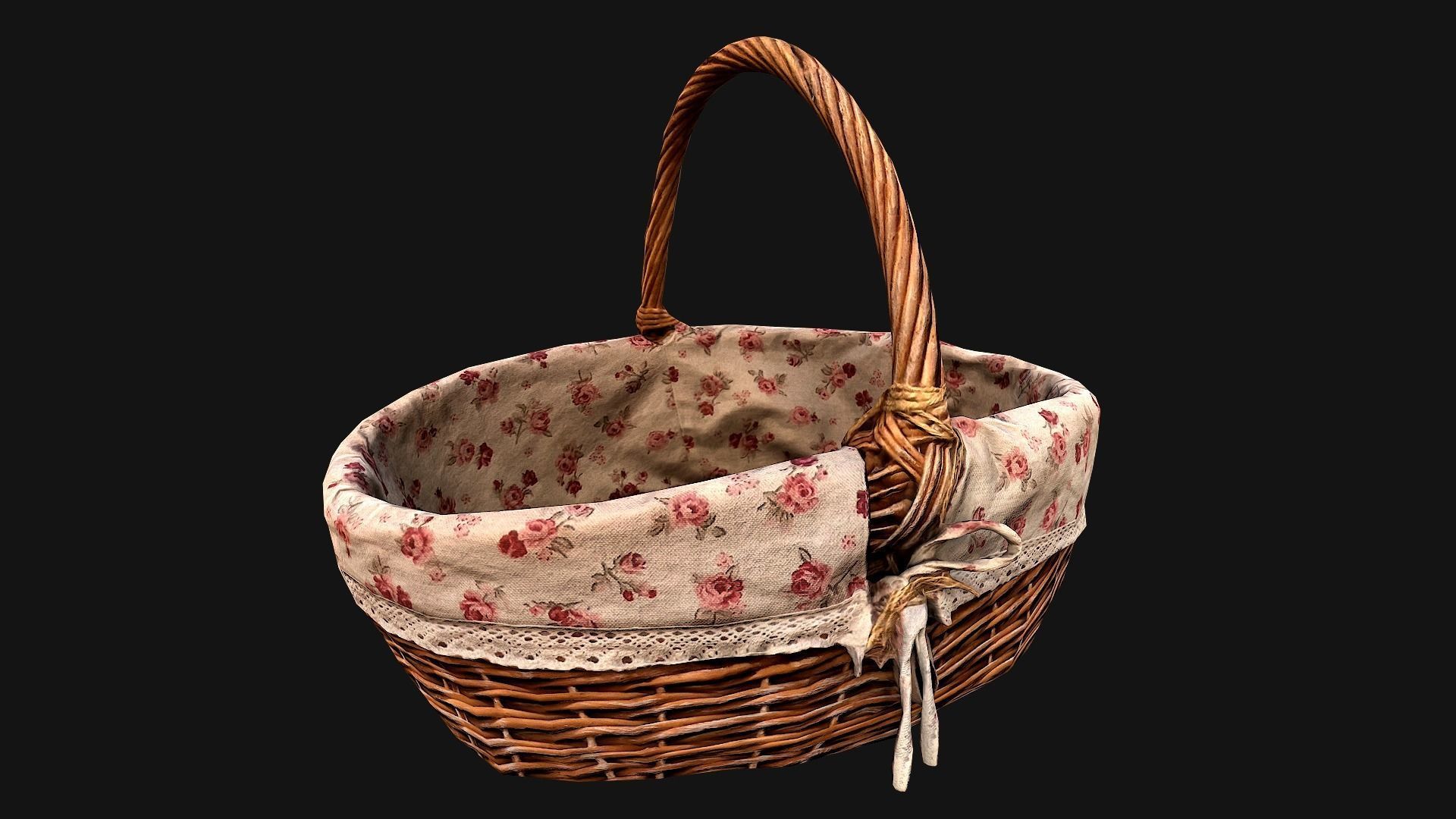 Basket wicker Low-poly 3D model_4