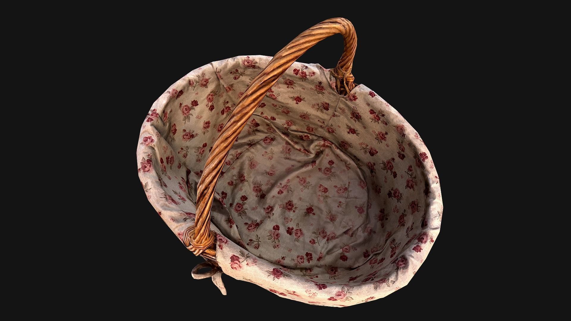 Basket wicker Low-poly 3D model_15