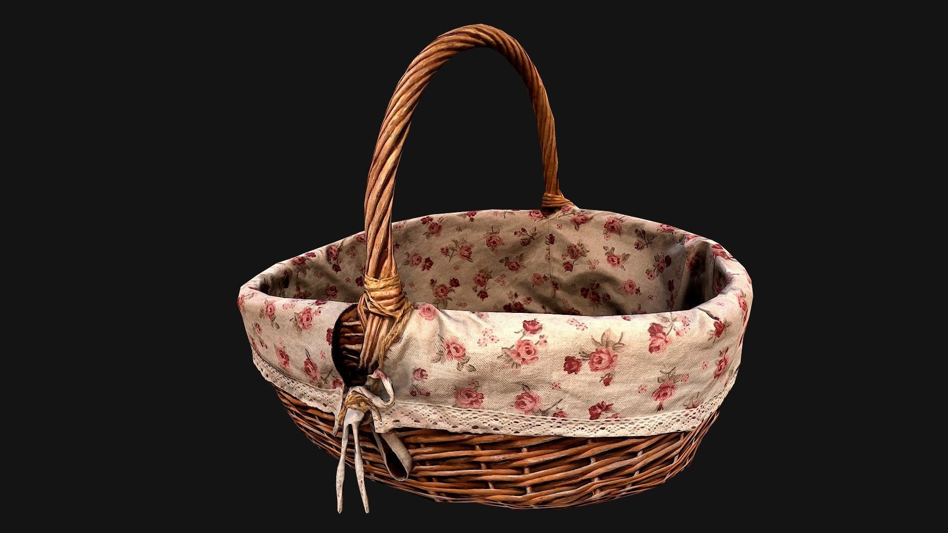 Basket wicker Low-poly 3D model_6