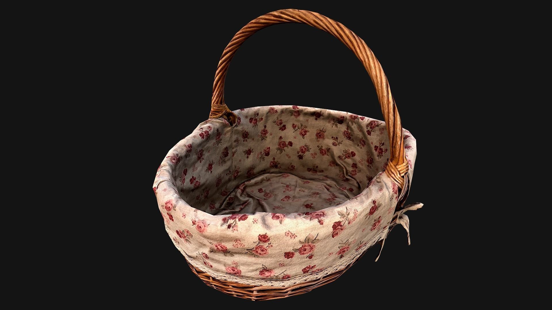 Basket wicker Low-poly 3D model_8