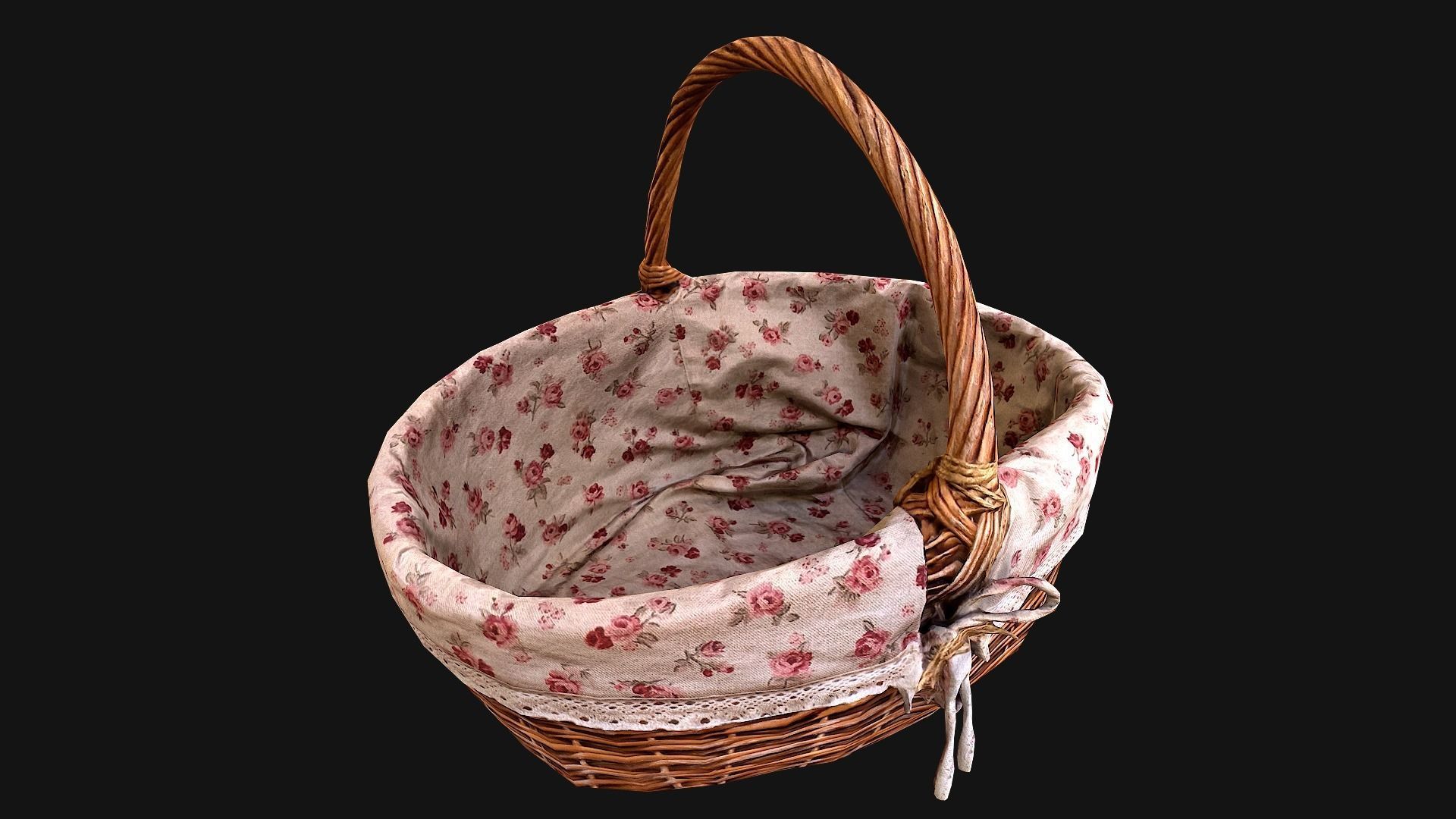 Basket wicker Low-poly 3D model_20