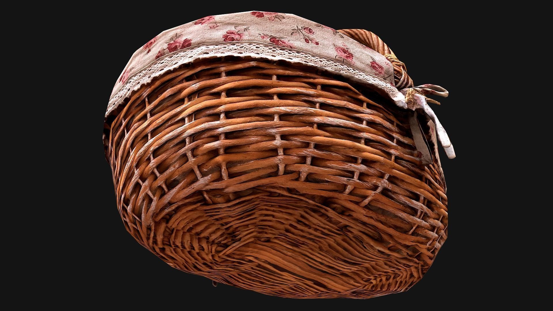Basket wicker Low-poly 3D model_16