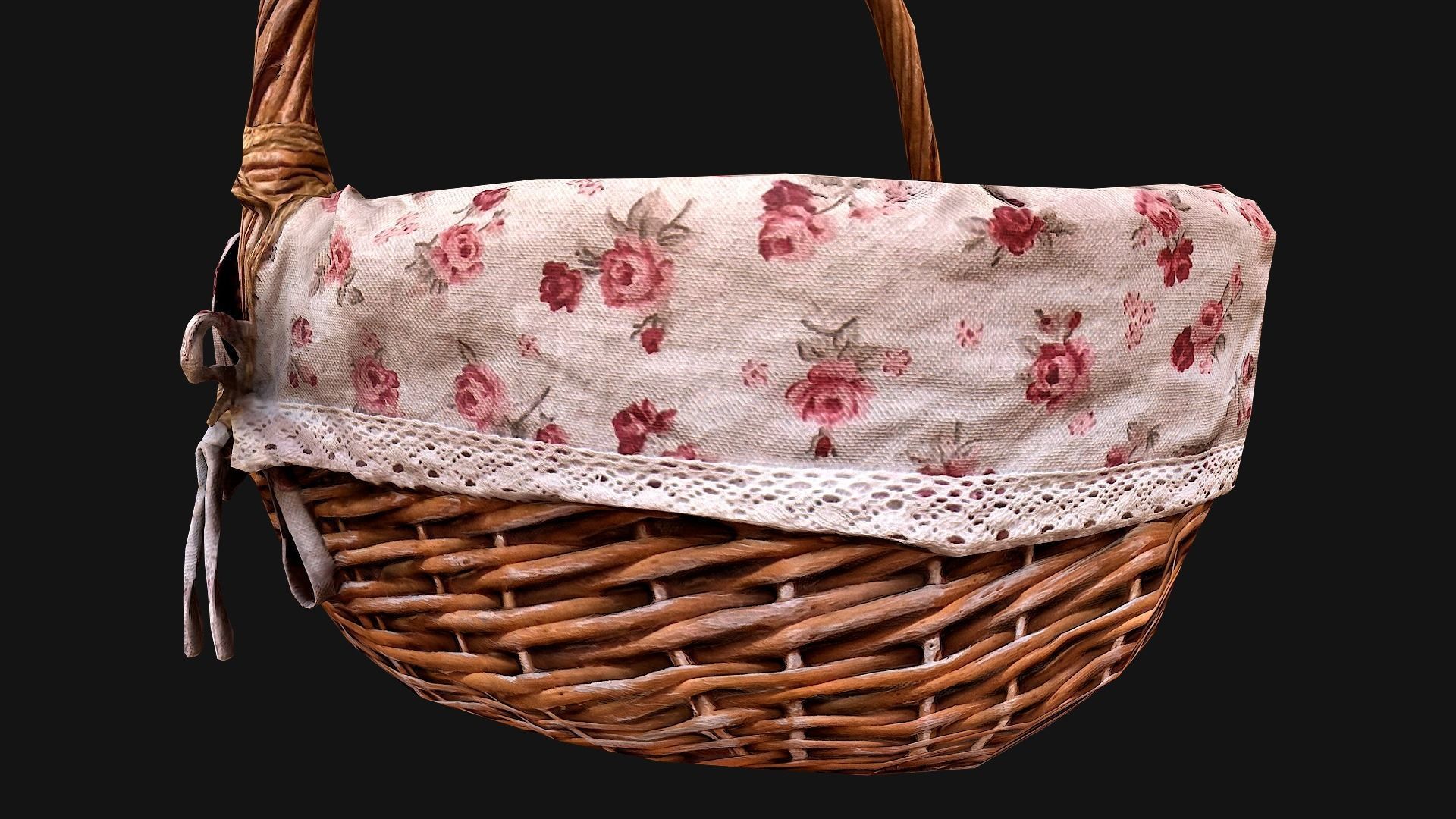 Basket wicker Low-poly 3D model_18