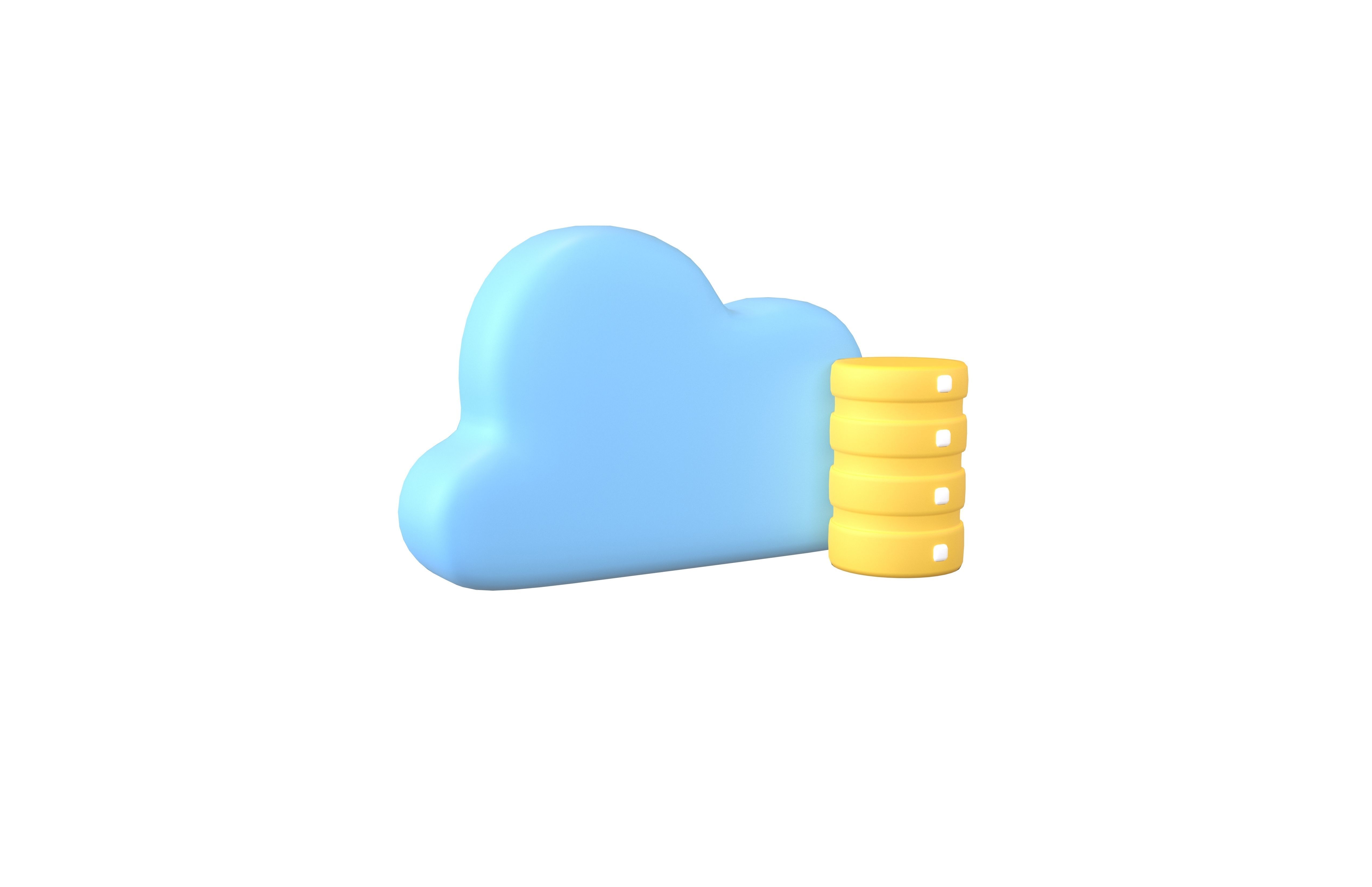 Cloud Database Icon v2 002 Low-poly 3D model_1