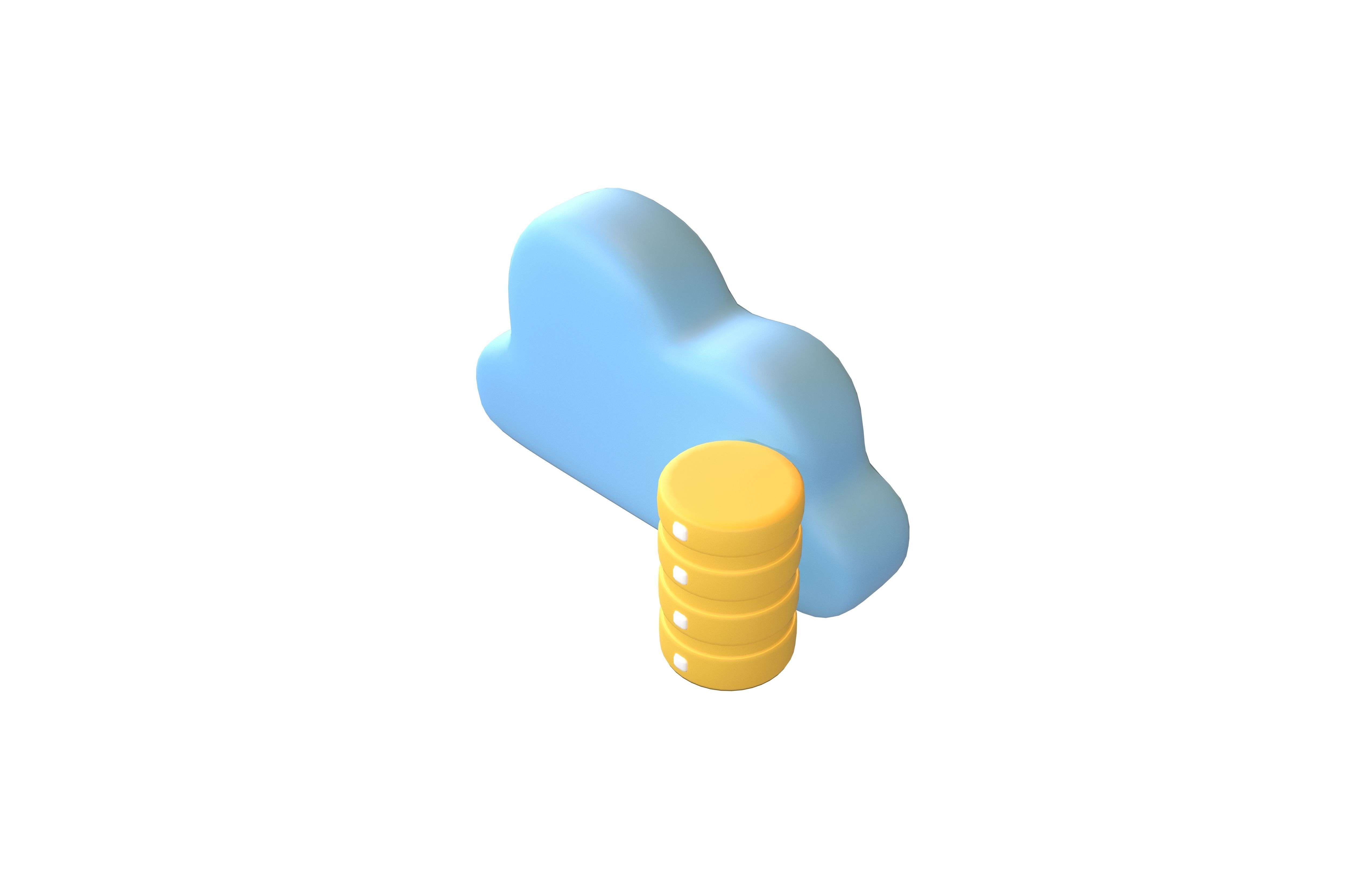 Cloud Database Icon v2 002 Low-poly 3D model_2