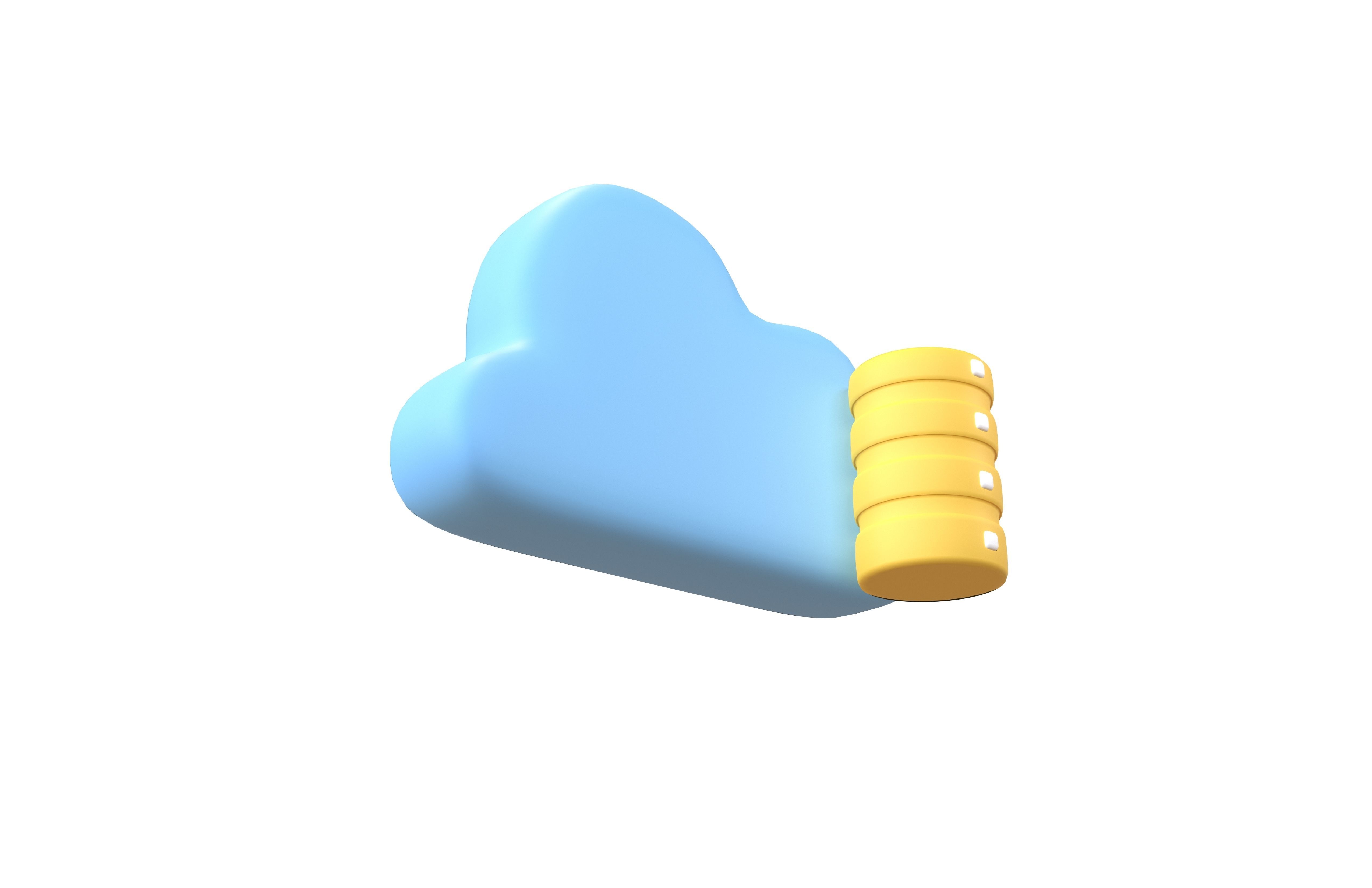 Cloud Database Icon v2 002 Low-poly 3D model_3
