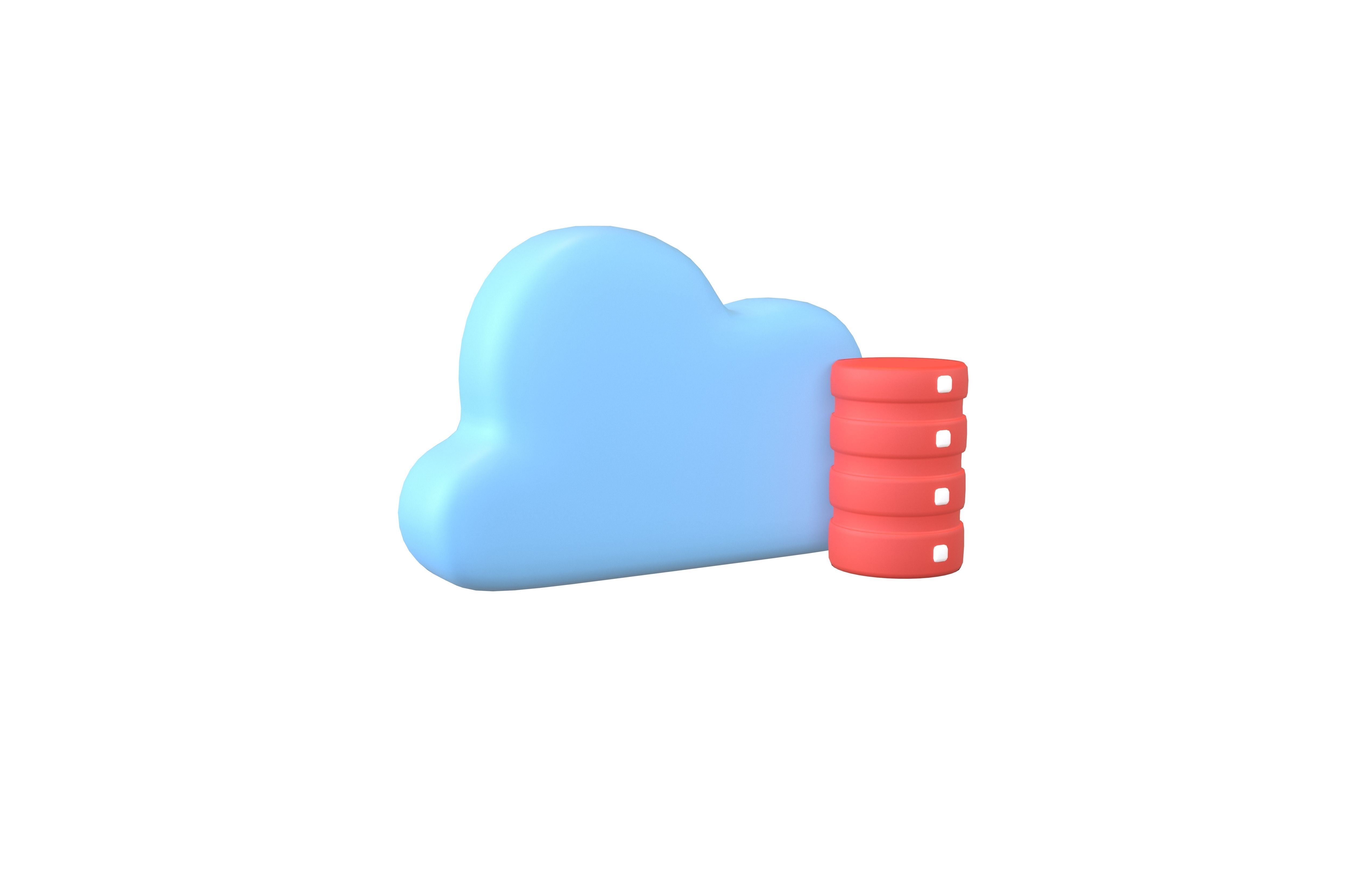 Cloud Database Icon v2 003 Low-poly 3D model_1