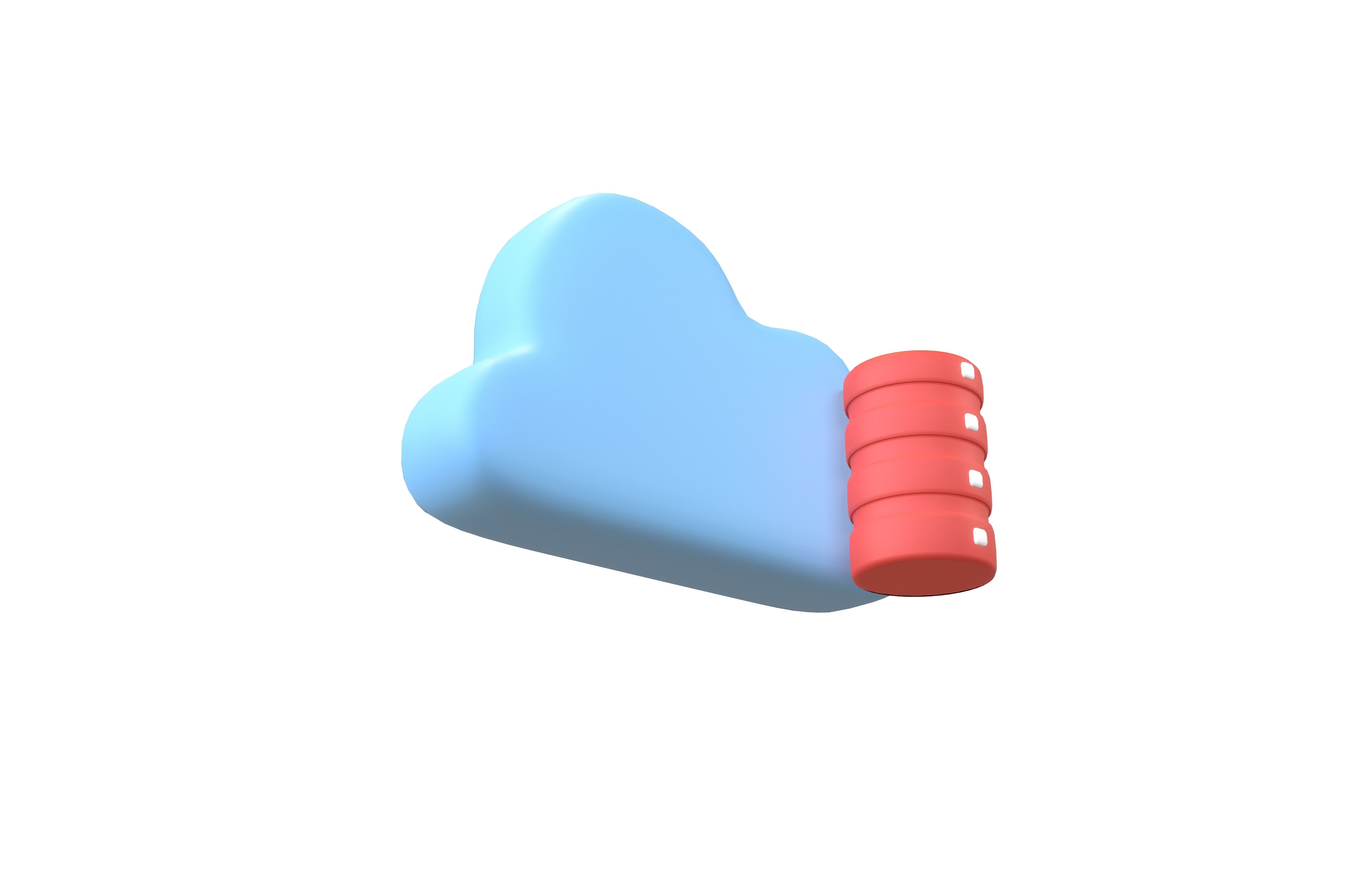 Cloud Database Icon v2 003 Low-poly 3D model_3