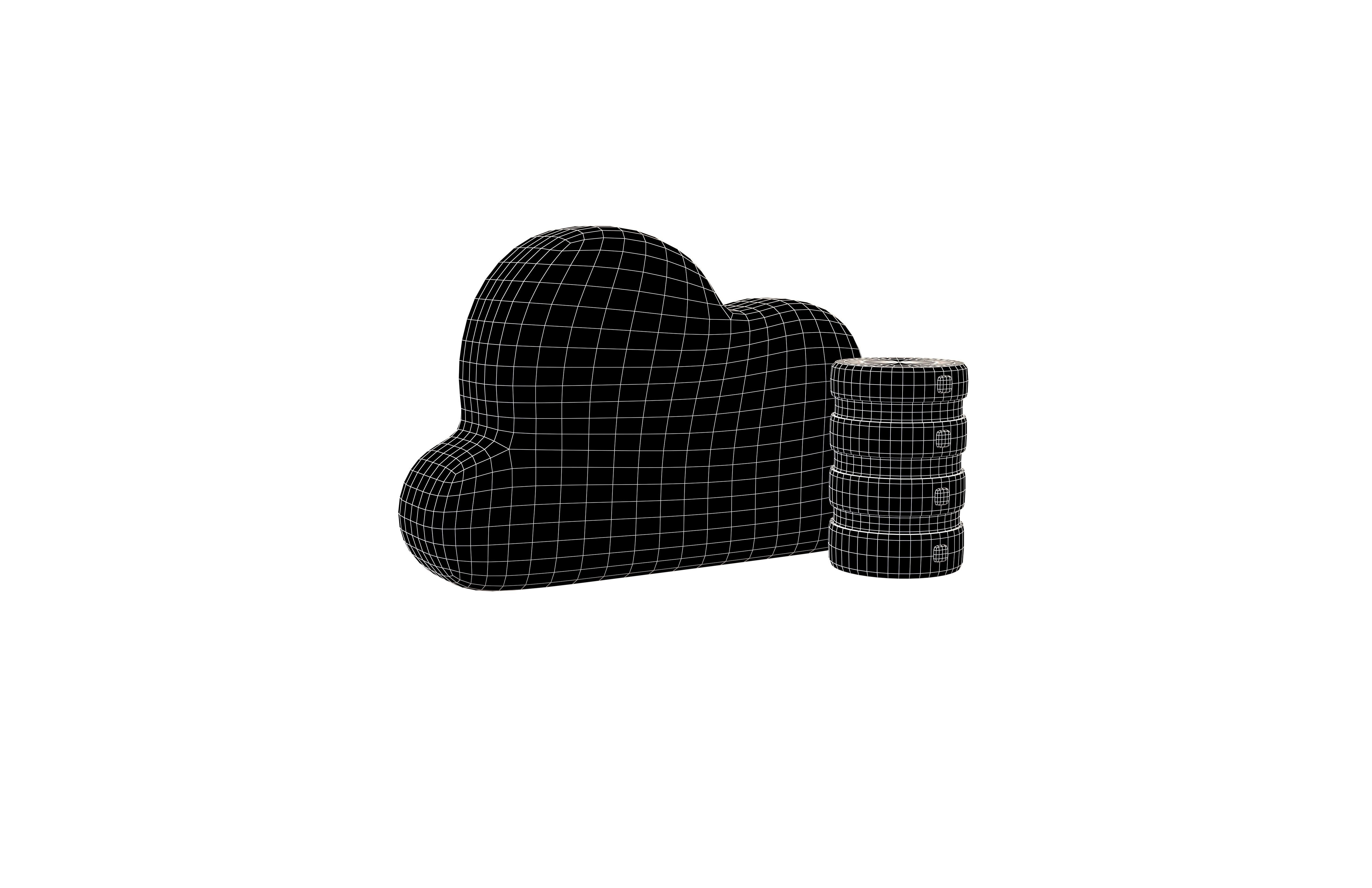 Cloud Database Icon v2 003 Low-poly 3D model_6