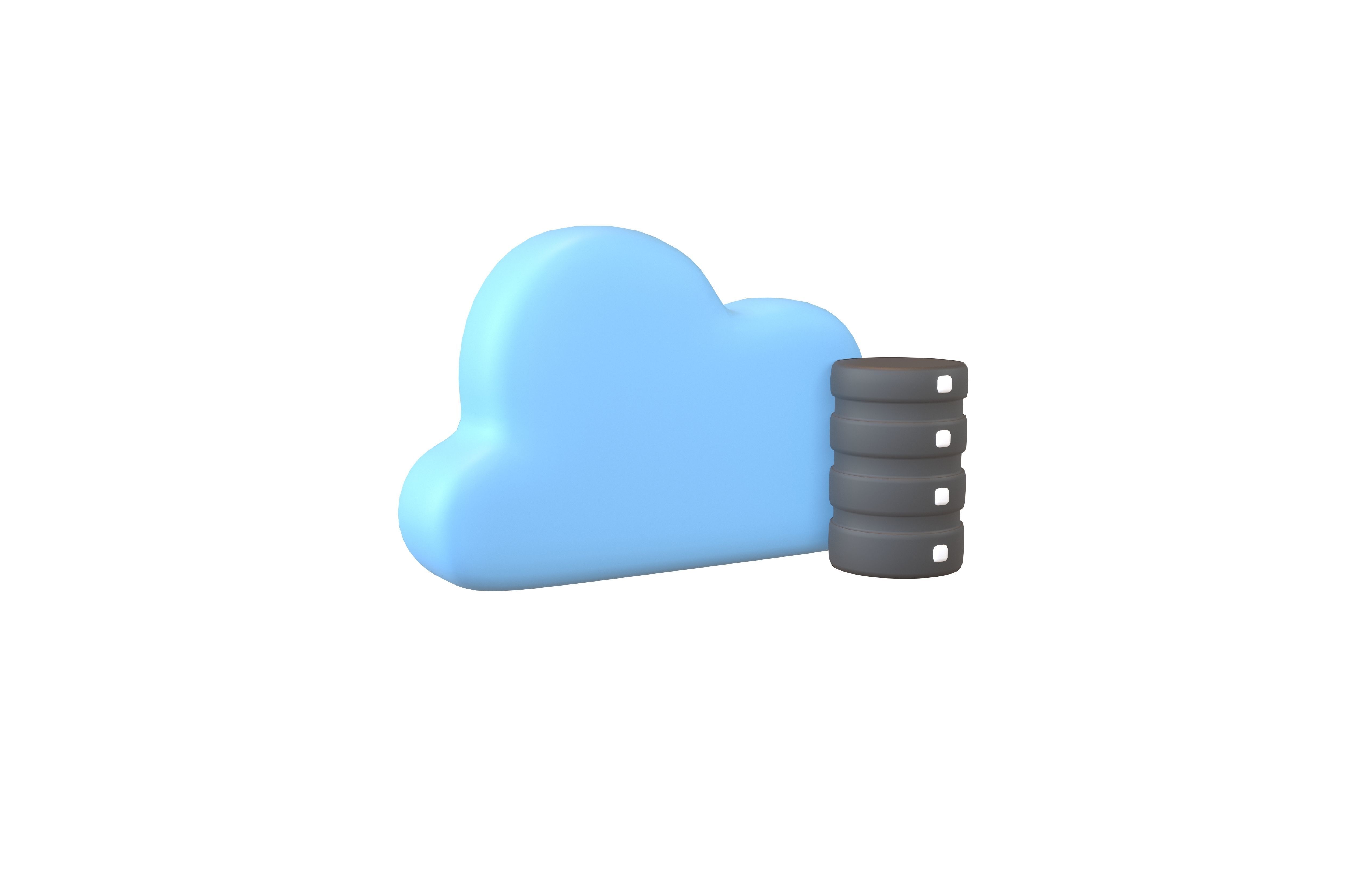 Cloud Database Icon v2 004 Low-poly 3D model_1