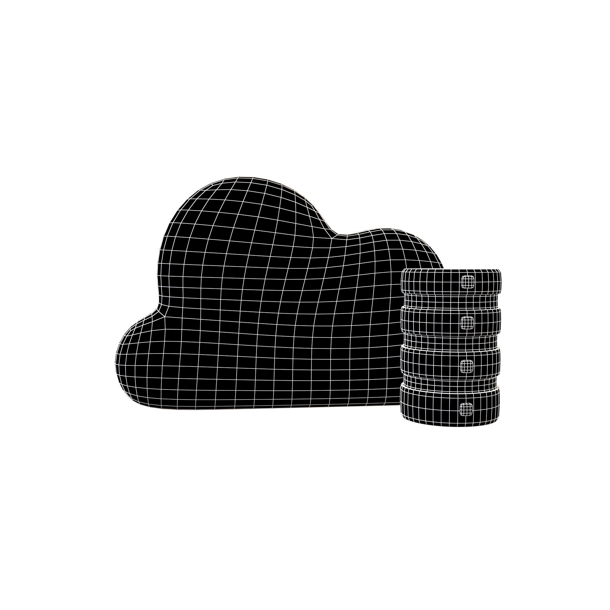 Cloud Database Icon v2 004 Low-poly 3D model_5