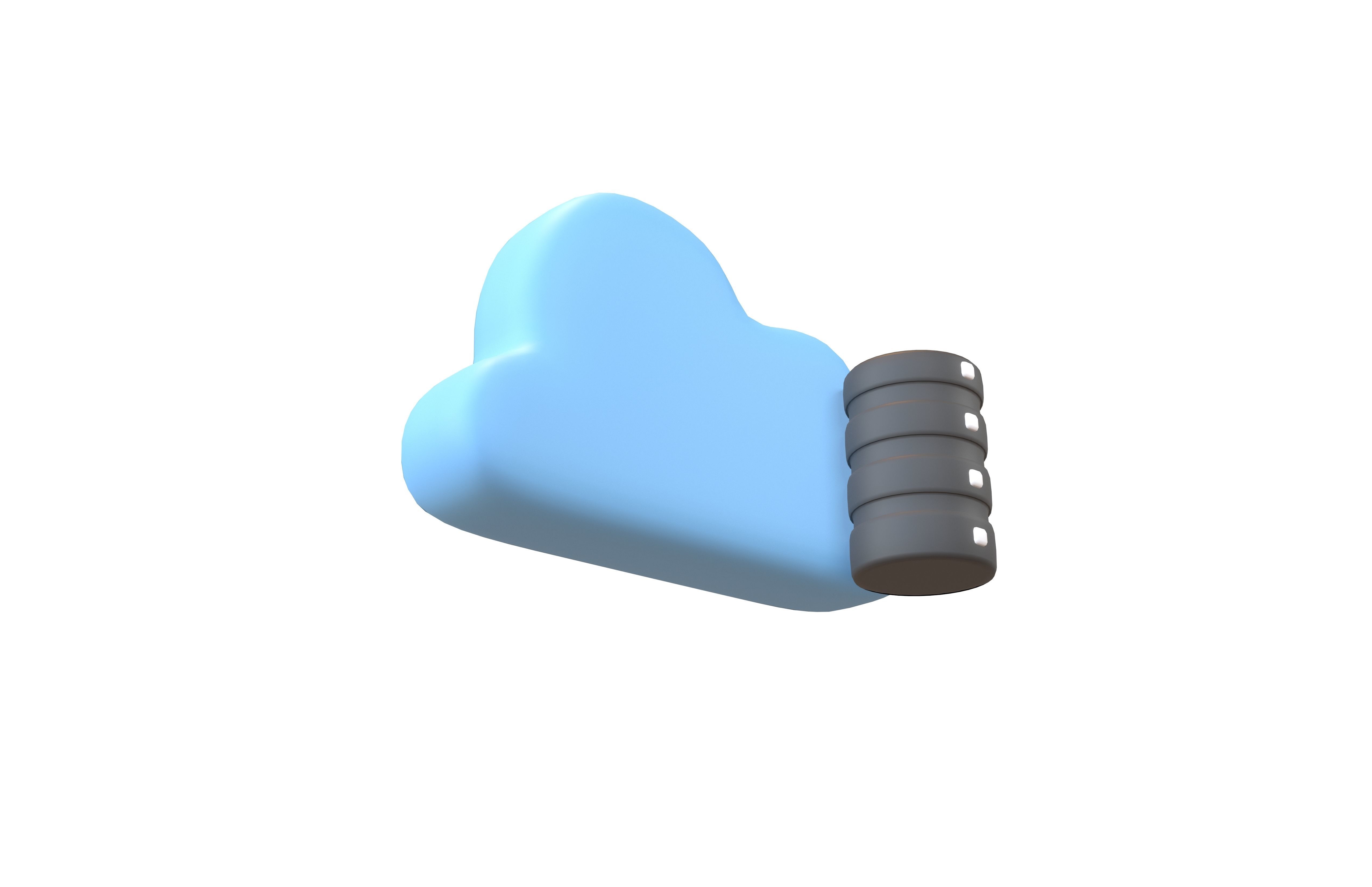 Cloud Database Icon v2 004 Low-poly 3D model_2