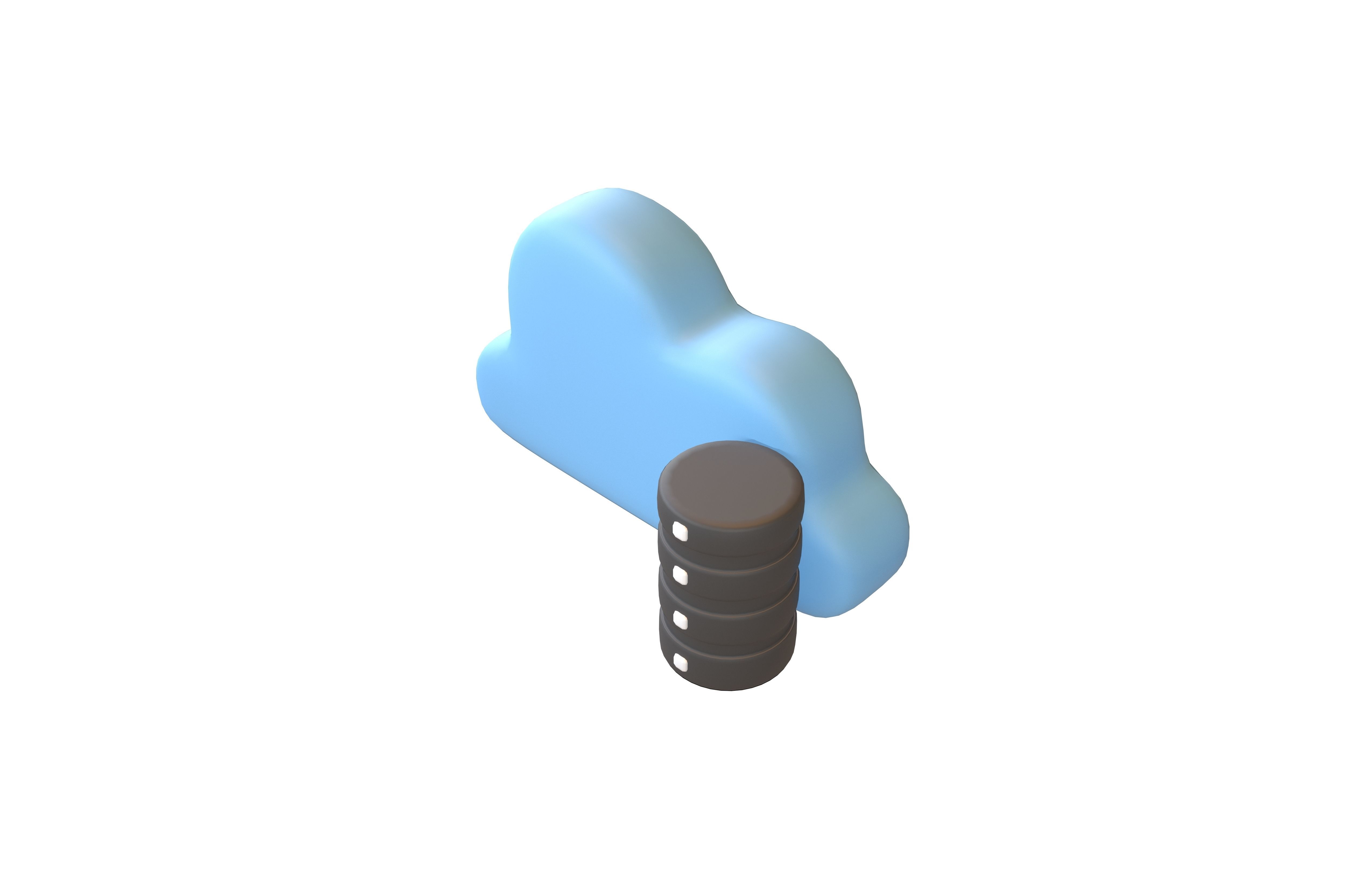 Cloud Database Icon v2 004 Low-poly 3D model_3