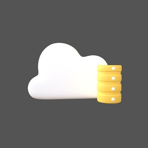 Cloud Database Icon v2 006 Low-poly 3D model