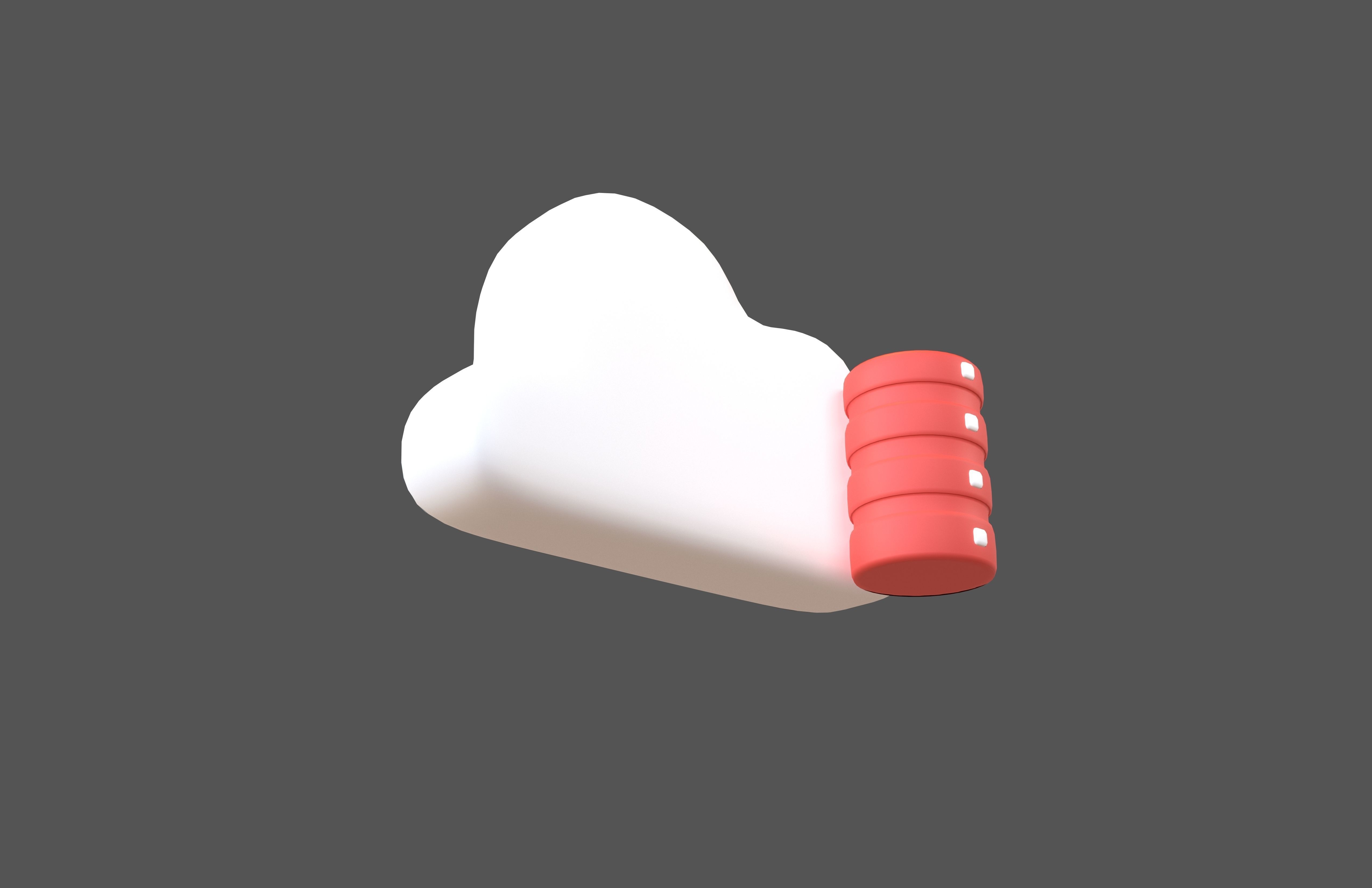 Cloud Database Icon v2 007 Low-poly 3D model_3
