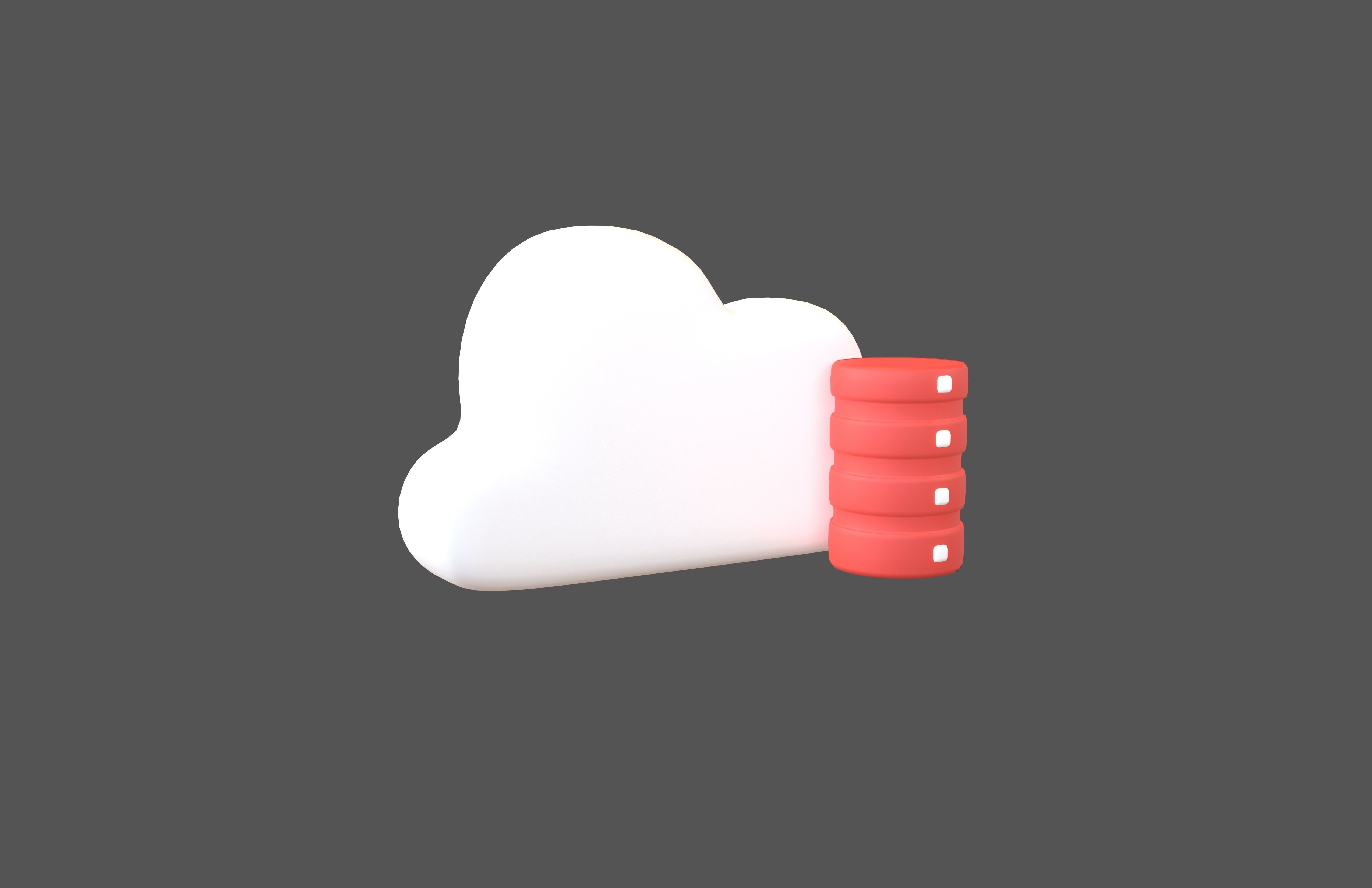 Cloud Database Icon v2 007 Low-poly 3D model_1
