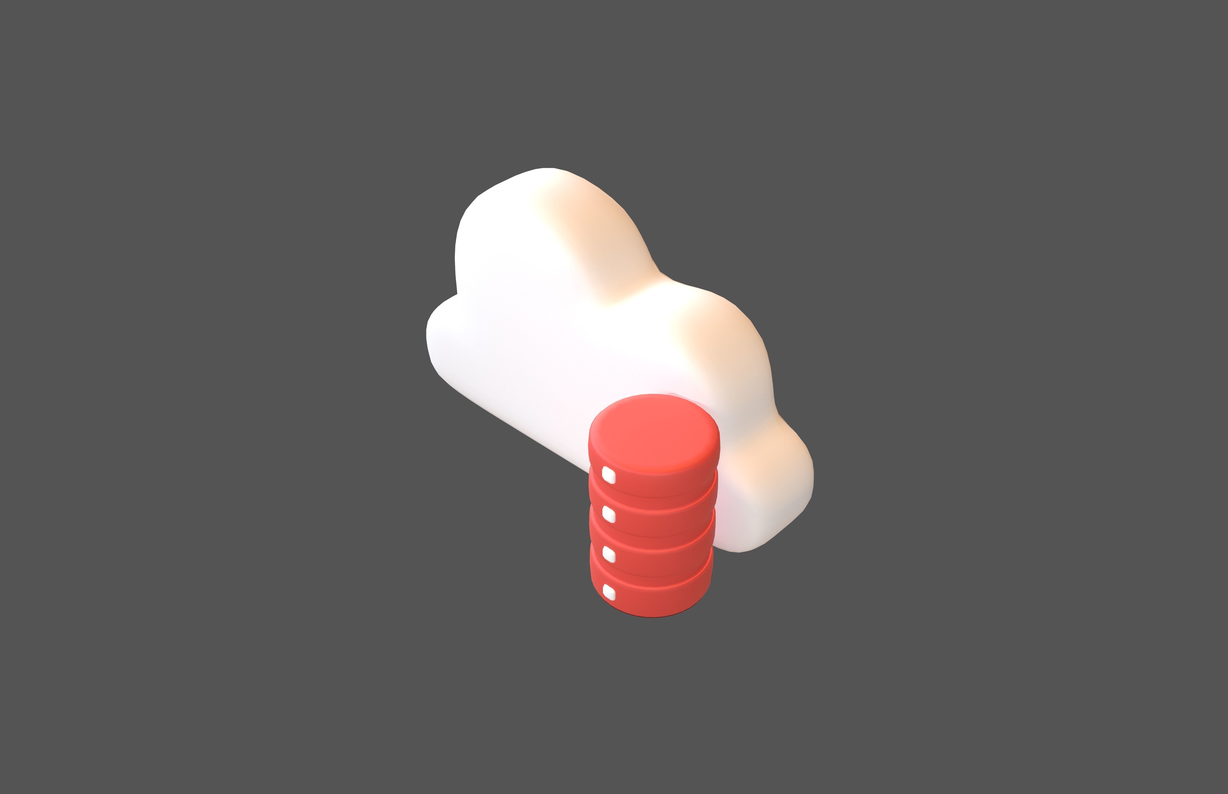 Cloud Database Icon v2 007 Low-poly 3D model_2